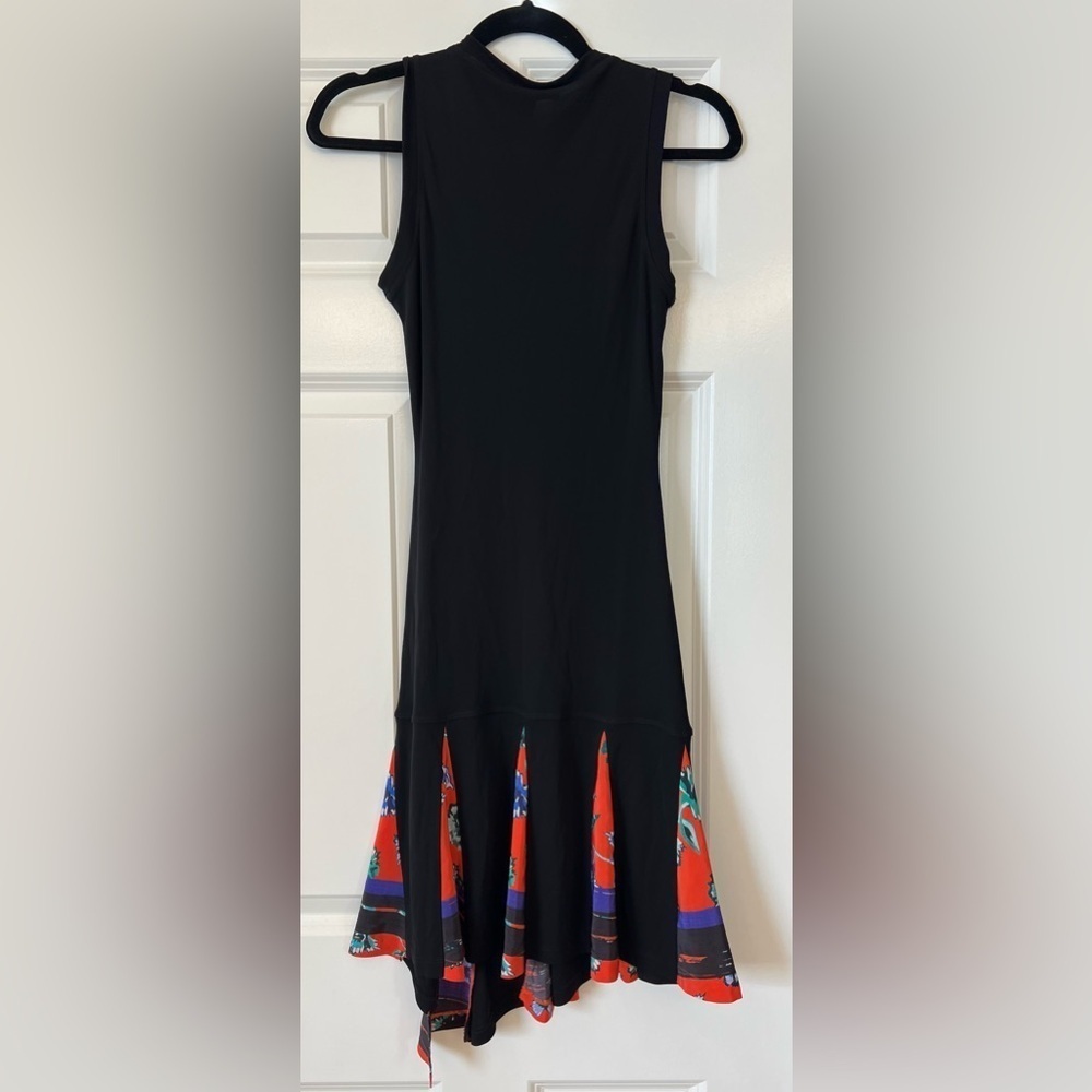 Derek Lam 10 Crosby Black Asymmetrical Floral Sleeveless Dress Size 00 - Picture 4 of 11